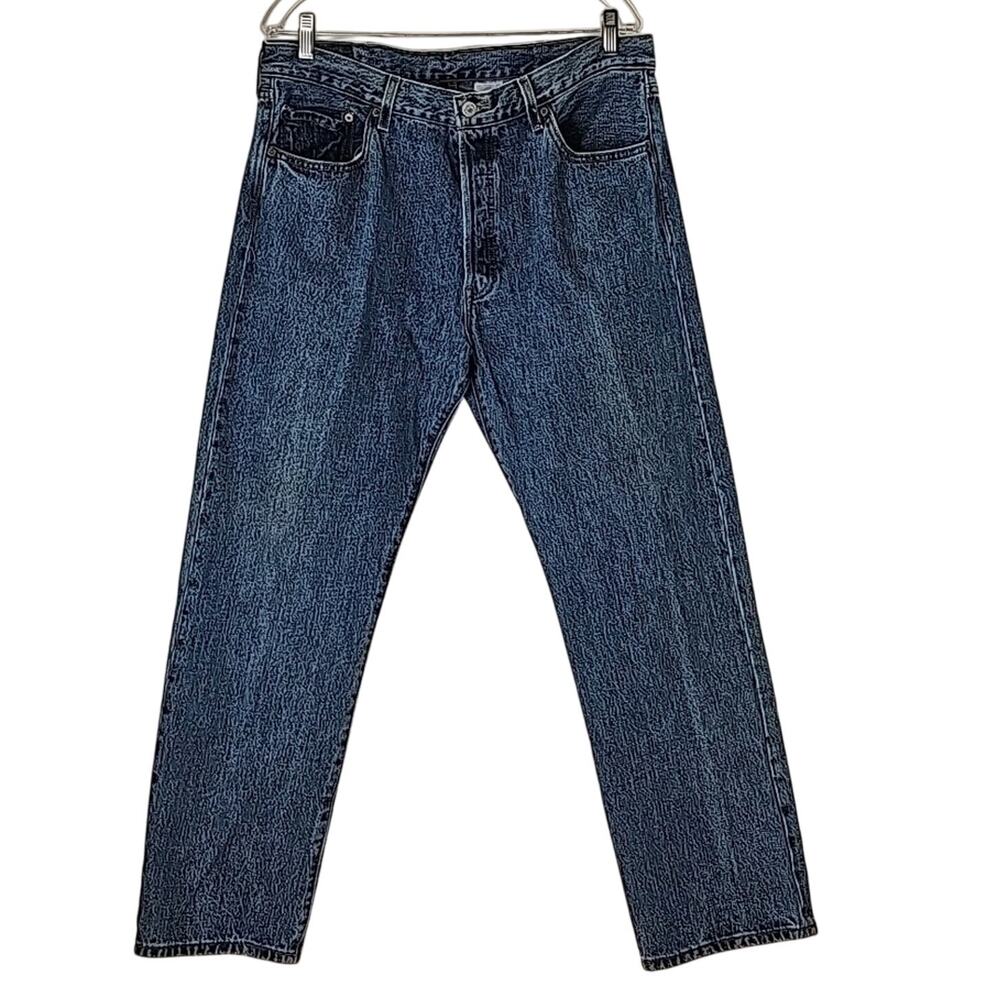 Vintage Levi's 501 Mens Sz 38X30 Blue Button Fly Leather Grunge Y2K 90s Jeans